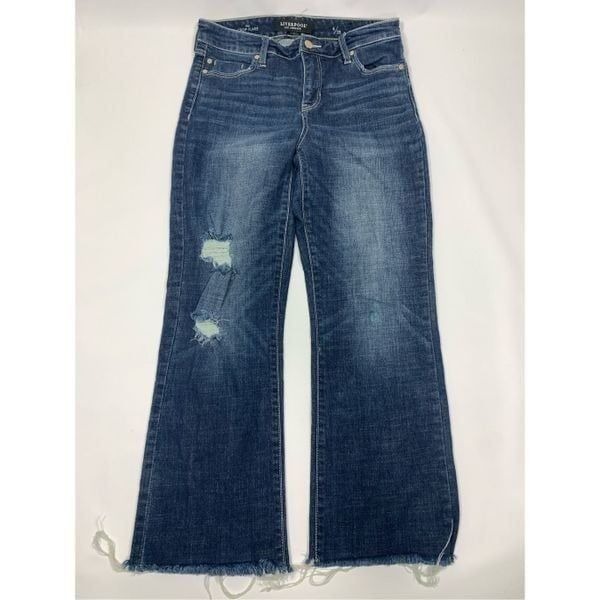 Liverpool The Crop Flare Denim Blue Jean Size 6/28