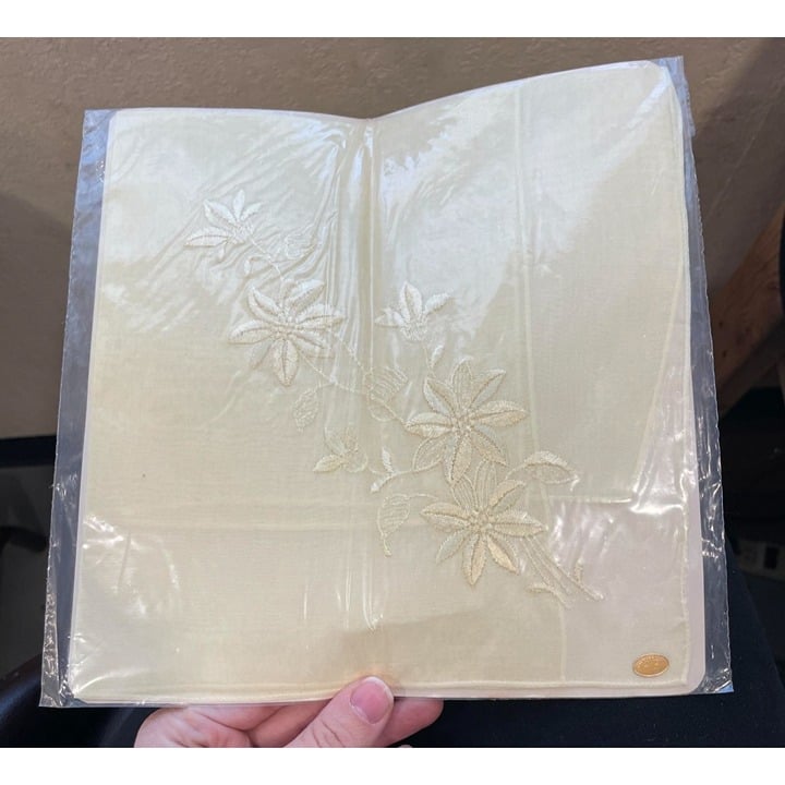 Vintage Detailed Embroidery Handkerchief Made in Switzerland- about 8.5 by 8.5