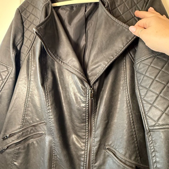 Faux Leather Coffee Shop Jacket 2x '