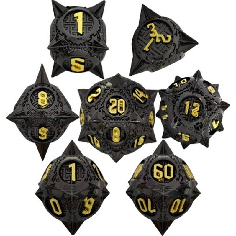 7 Piece Metal Dice Set Spiked Series