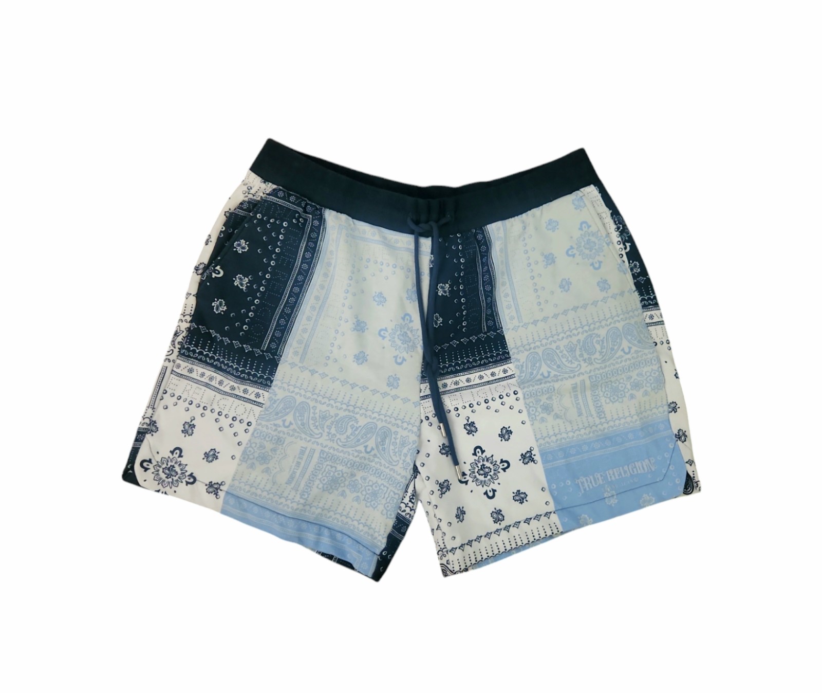 True Religion Bandana Porcini Paisley Print Men's Size XXL Drawstring Shorts