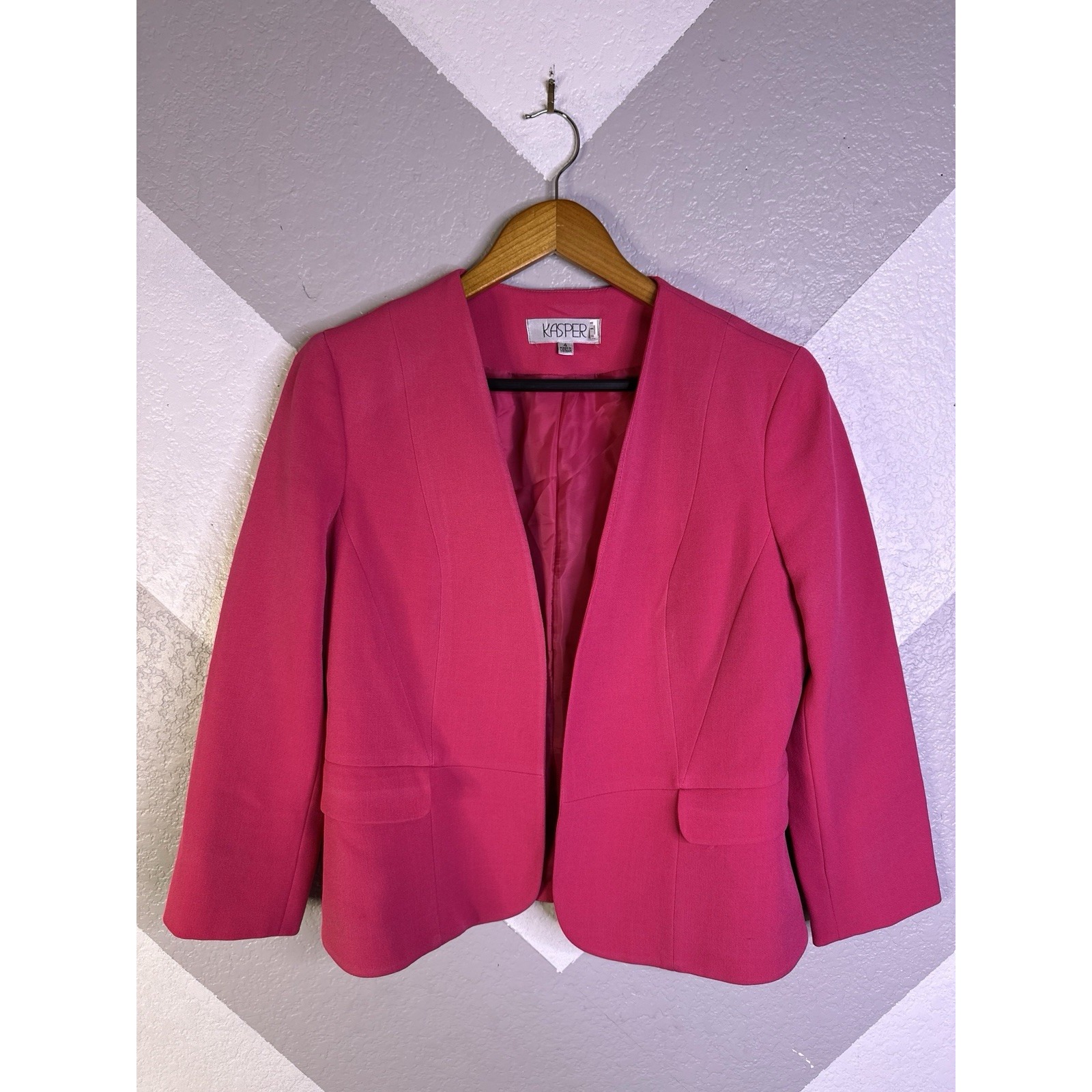 Kasper ~ Hot Pink Open Front Blazer ~ High Quality ~ Lined ~ Women's Size 4