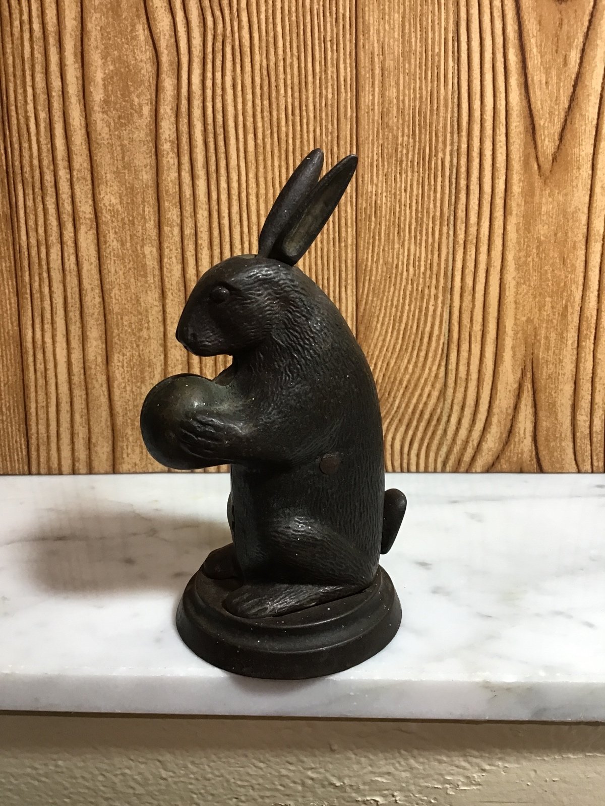 Antique Circa 1882 Cast Iron Mechanical Bank Rabbit Standing by Lockwood MFG