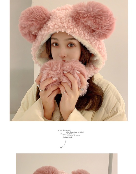 Hat Winter Mouse Ears Scarf Bomber Hat Women's Warm Beanie Hat With Earflaps Str