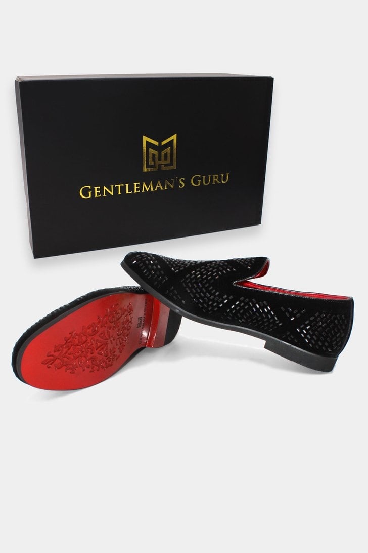 Black Rhinestone Loafers Men’s Formal Shoes