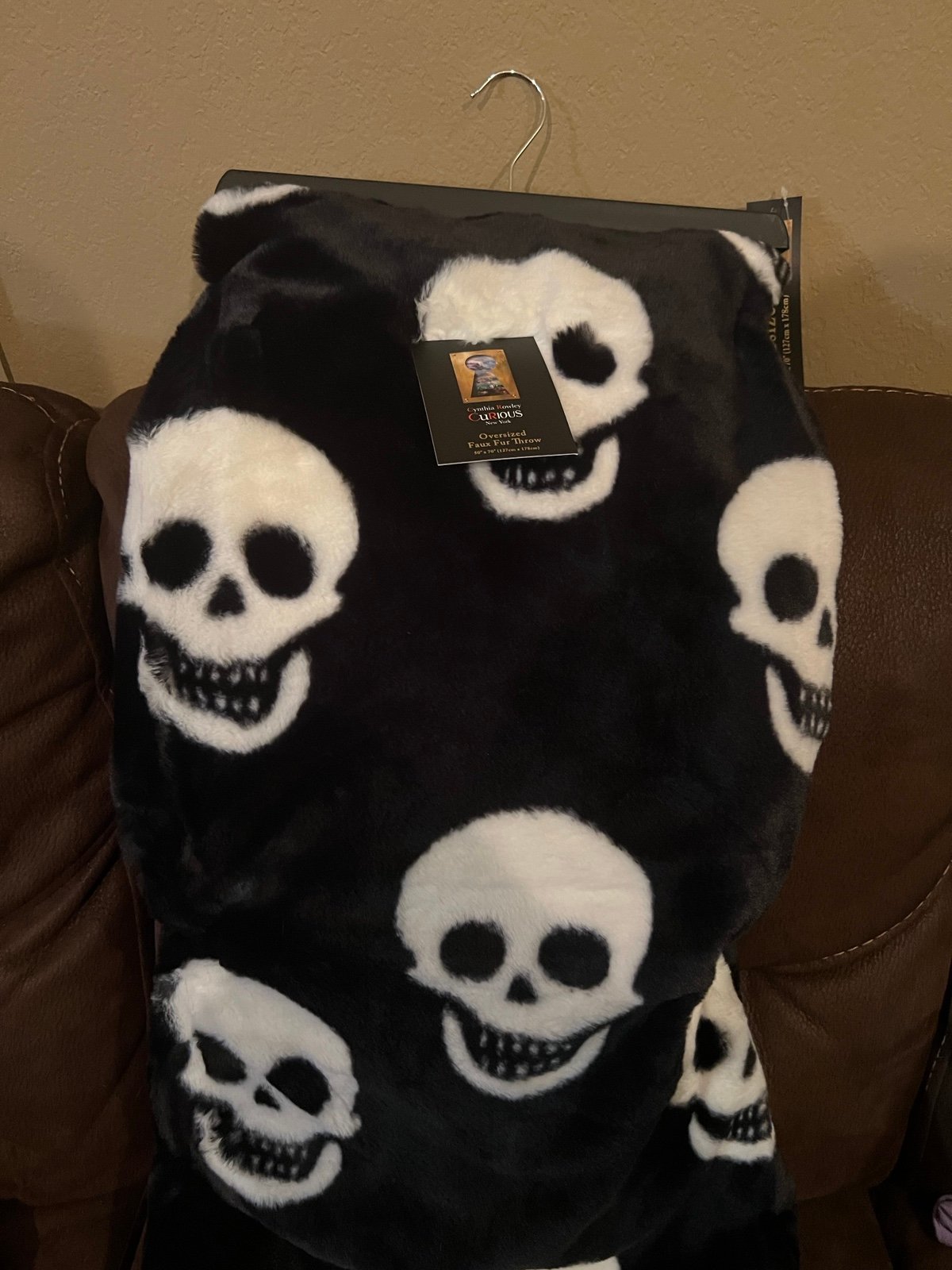Black and store white Cynthia Rowley skull blanket