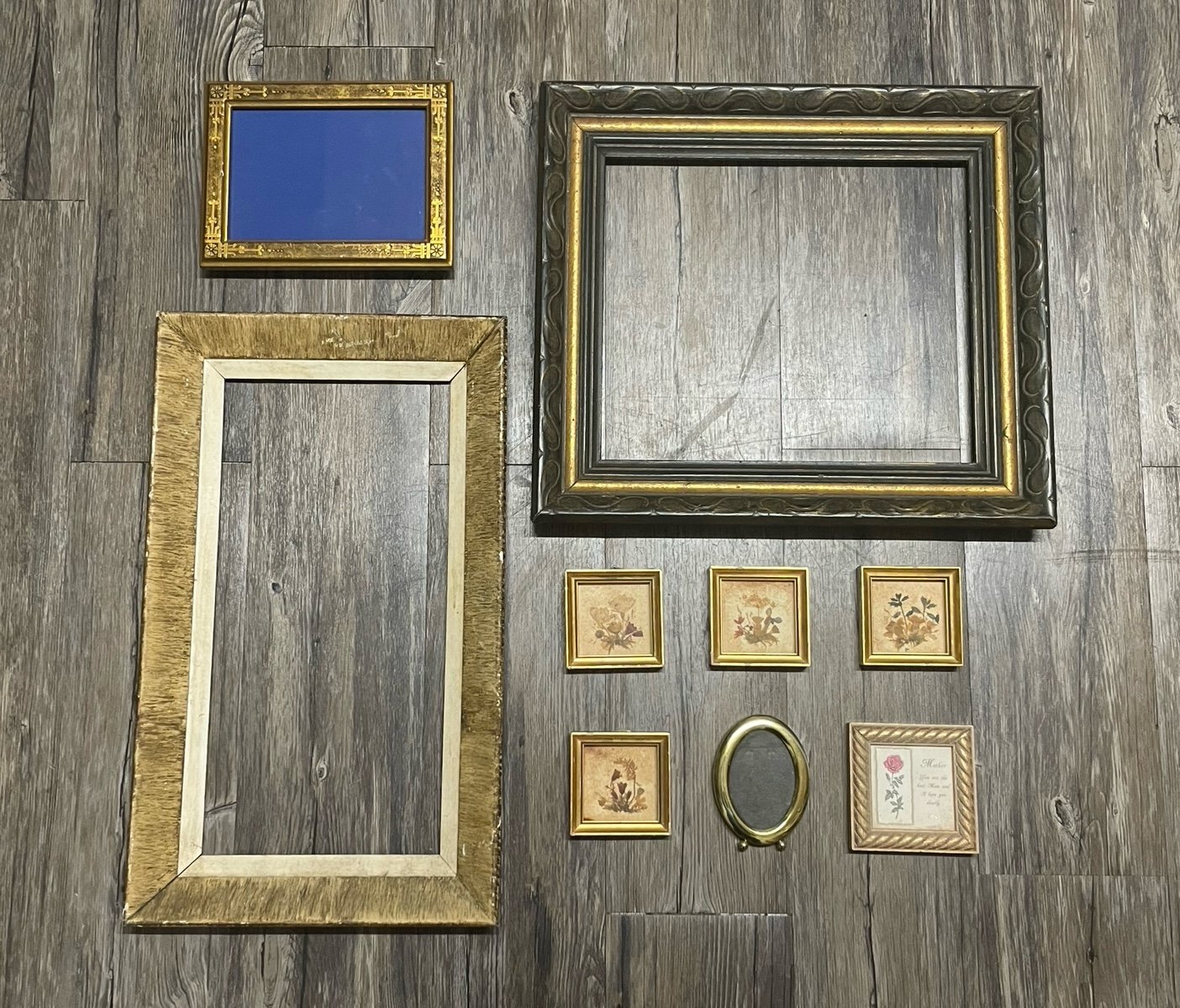 Vintage Picture Frame Lot MCM Oval Arts & Crafts Carved Gold Square Tiny Box