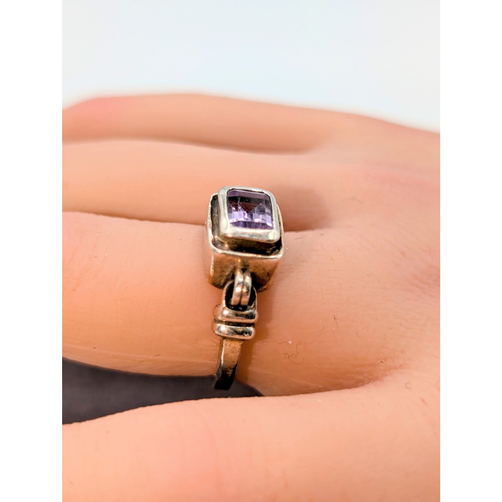 Silpada Misty Morning 925 Sterling Silver East to West Amethyst Ring Size 5.76-6