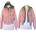 AMBIANCE OUTERWEAR Hooded Zip Up Jacket Windbreaker Gray Pink Active Medium