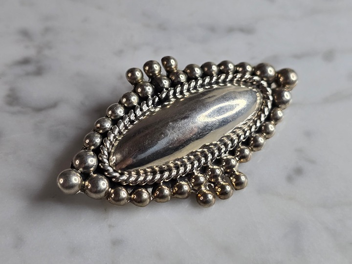 Womens Vintage Estate Sterling Silver Modernist Brooch 19.5g E7369