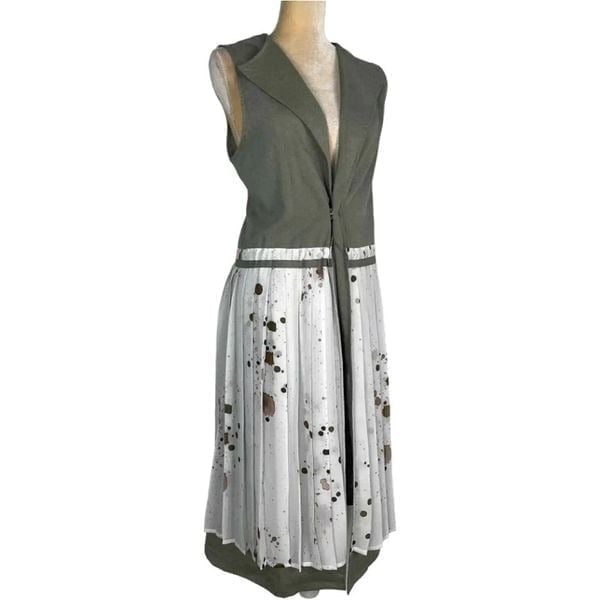 MAAC LONDON Tibi Open Snap-Front Cardigan Vest, White/Green, Size Small