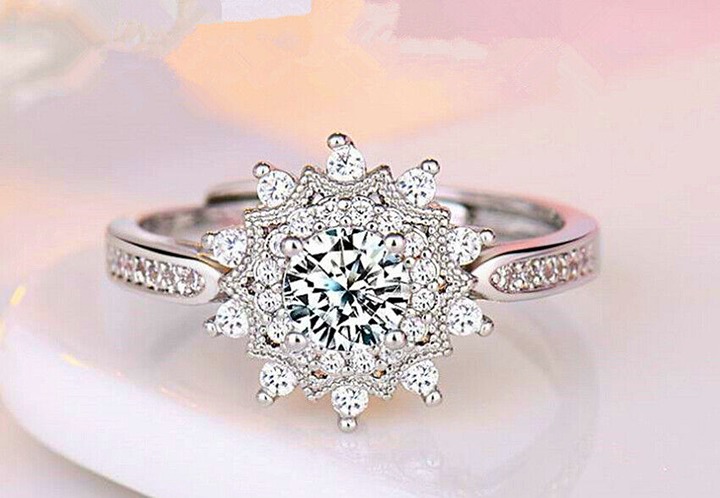 Snowflake Adjustable Ring 925 Sterling Silver Womens Girl Jewellery Love Gift UK