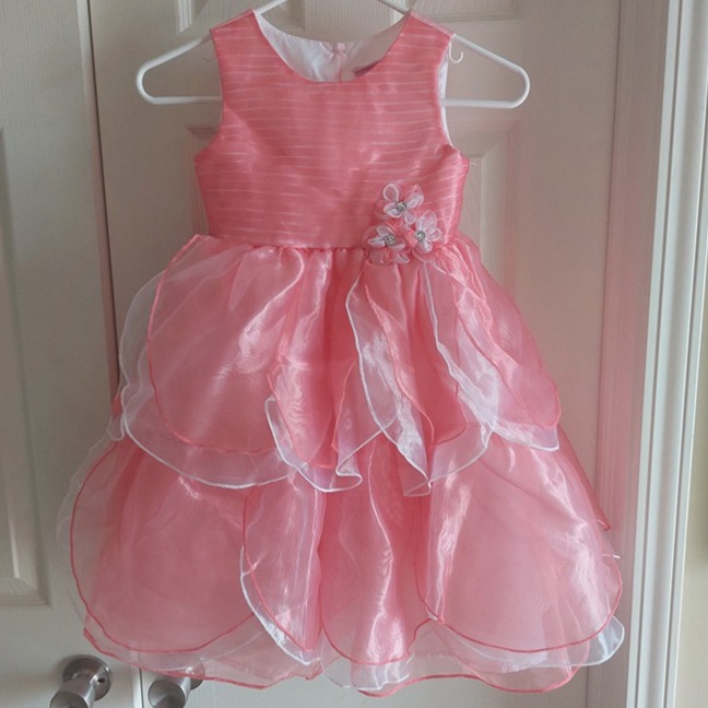 Nannette Baby Formal Wedding Princess Fancy Child's Sz 6 Dress Peach & White EUC