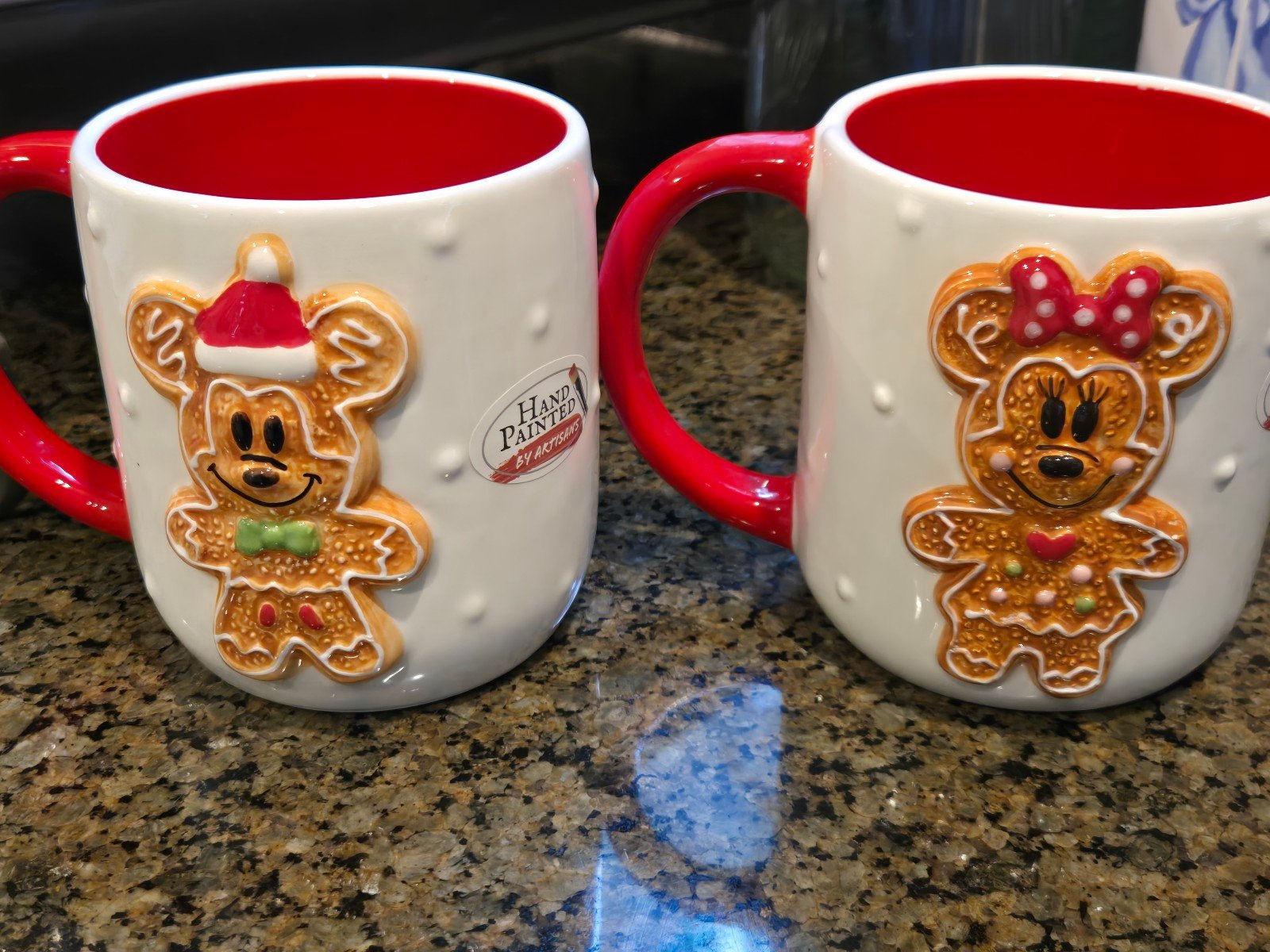 NEW Disney Minnie & Mickey Gingerbread Christmas Mugs