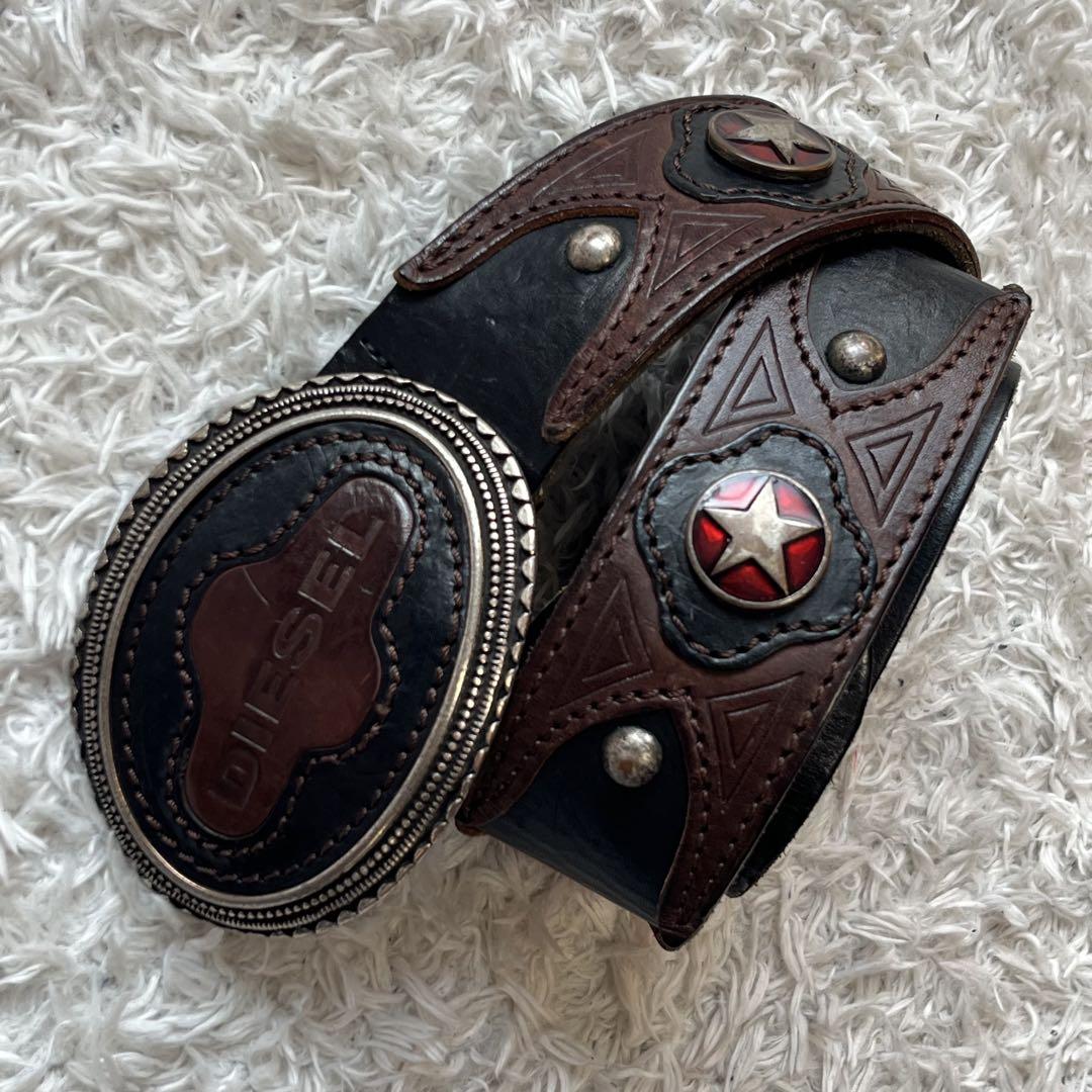 Archive 00's DIESEL leather star belt Belts