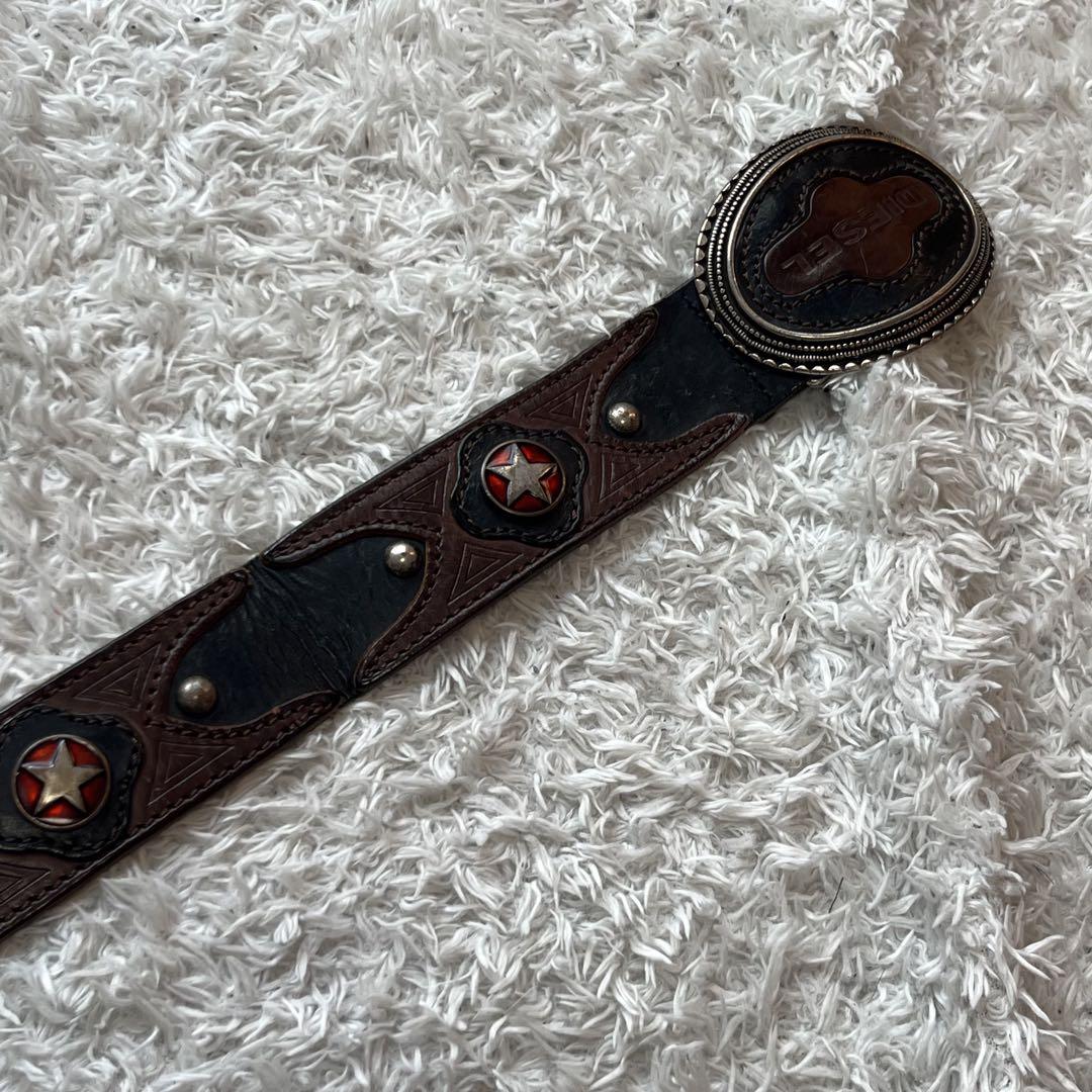 新品 DIESEL 00's Archive leather Belts belt star 小物