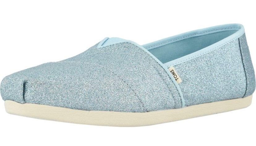New TOMS Women's Blue Sparkle Alpargata Loafer Size- 6.5W