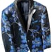 Men’s Retro Paris Blue Floral Blazer Jacket