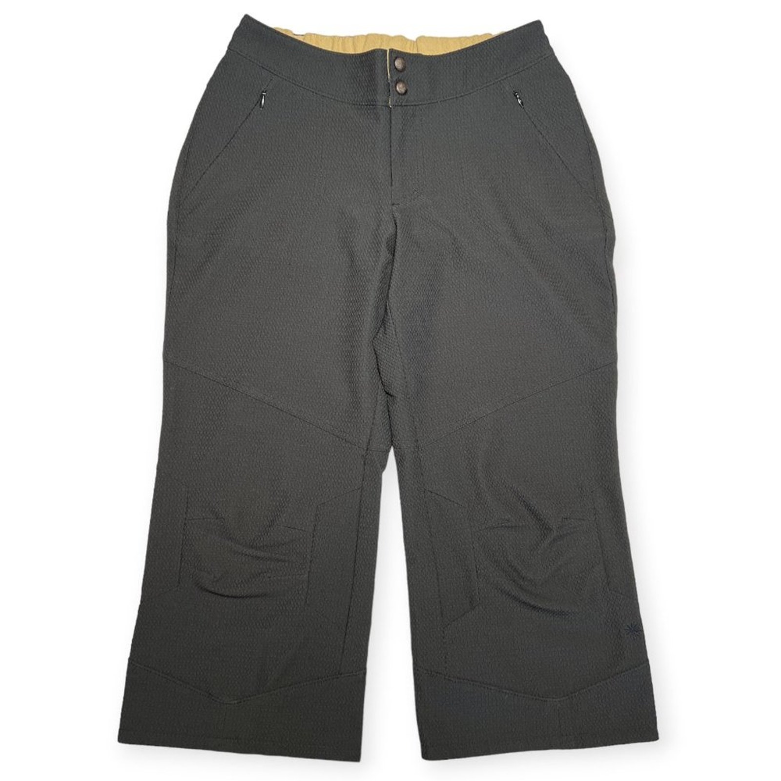 Athleta Cropped Capri SIZE 8 Black Wide Leg Zipper Pocket Travel Hiking Pants