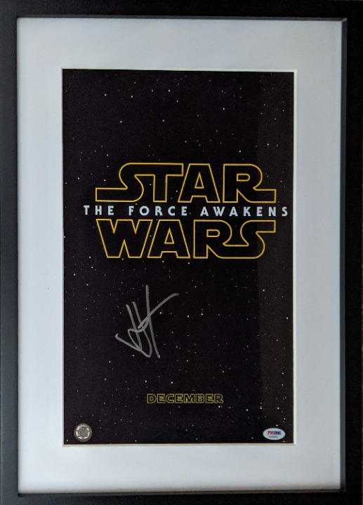 J. J. Abrams signed Star Wars: The Force Awakens mini poster (PSA)