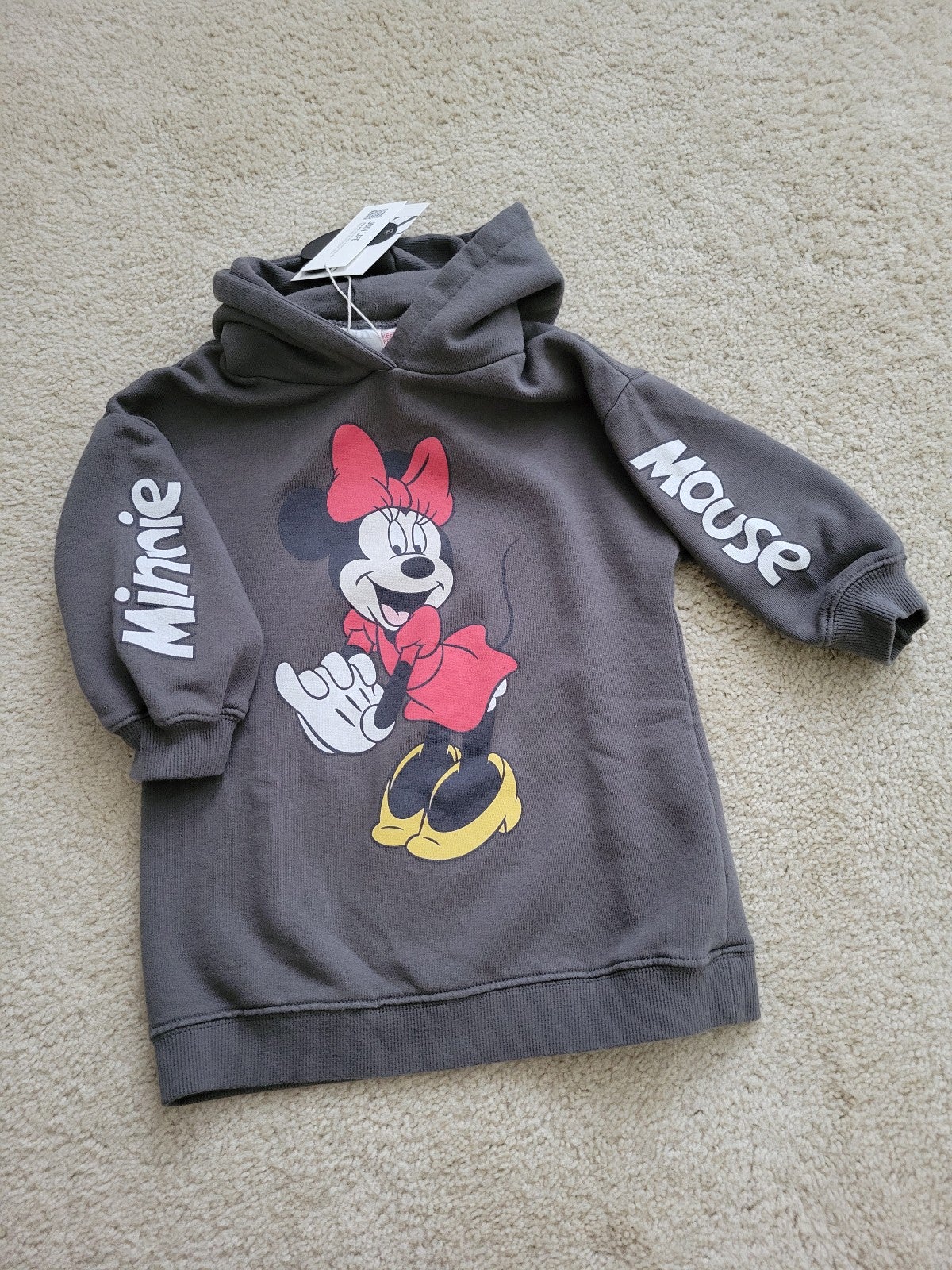 Zara kids baby girls MINNIE MOUSE DISNEY SWEATSHIRT DRESS. Size 12-18