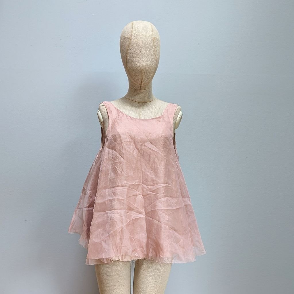Louiza Babouryan Organza 100% Pink Swing Top -Large