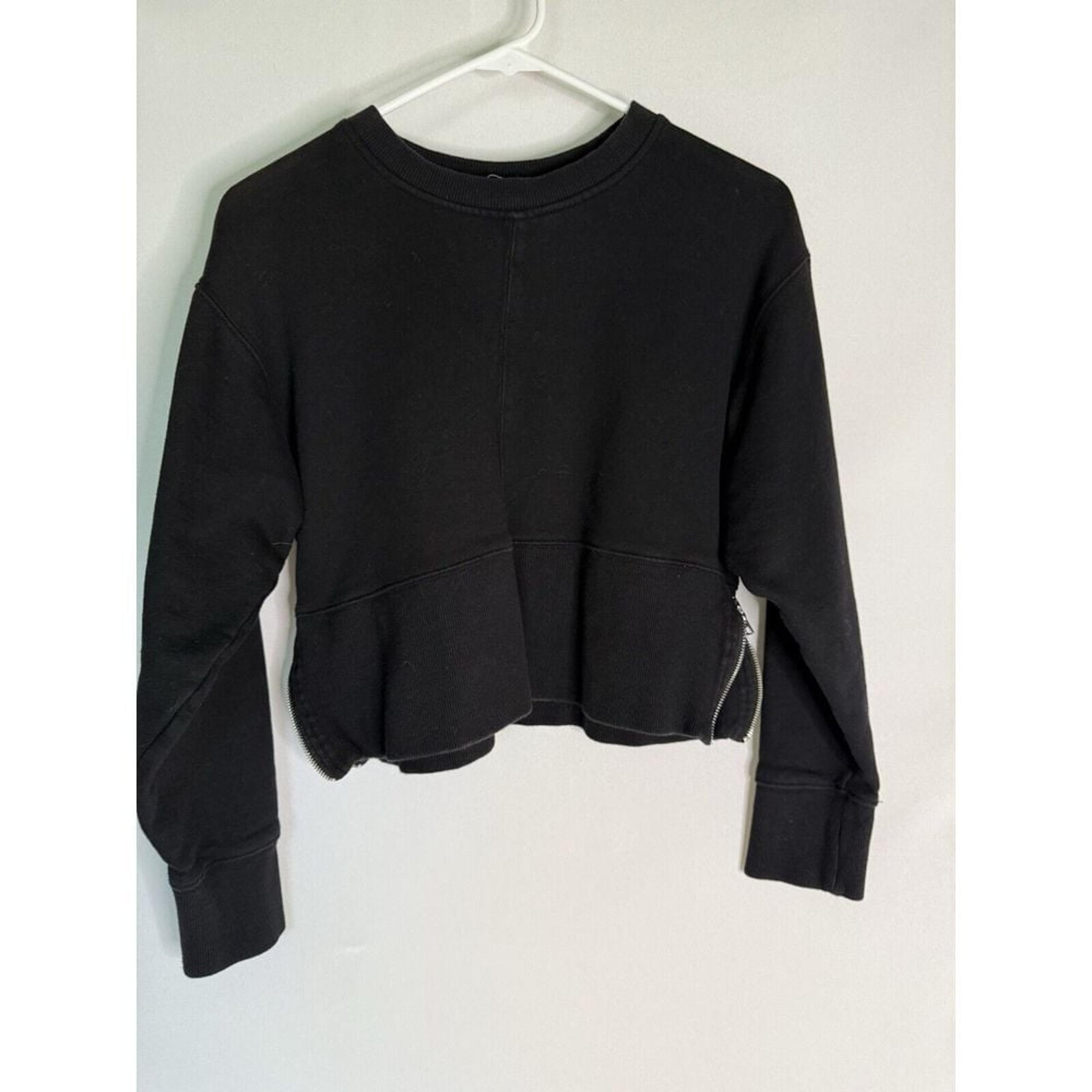 DKNY Sport Black Cropped Sweatshirt Pullover With Side Zippers Women's Size S