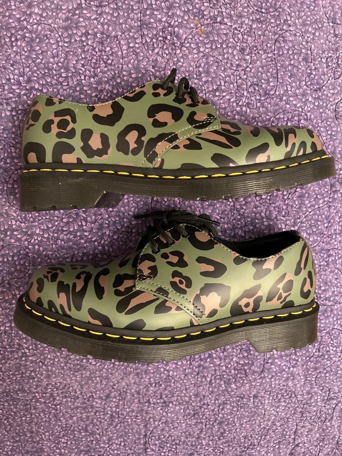 Dr. Martens 1461 Distorted Leopard Print Oxford Shoes Men's Sz 7Khaki Green