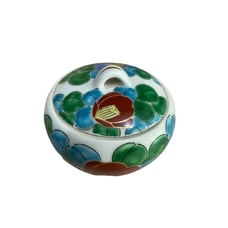 Chinese hand-painted porcelain bowls With Lid Ring Holder Red Green Red Gold