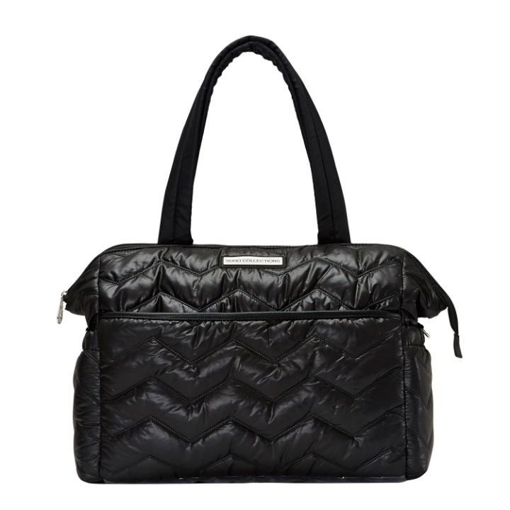 Fashionable Black Diaper Bag for Mother Maternity Diaper Tote Bag