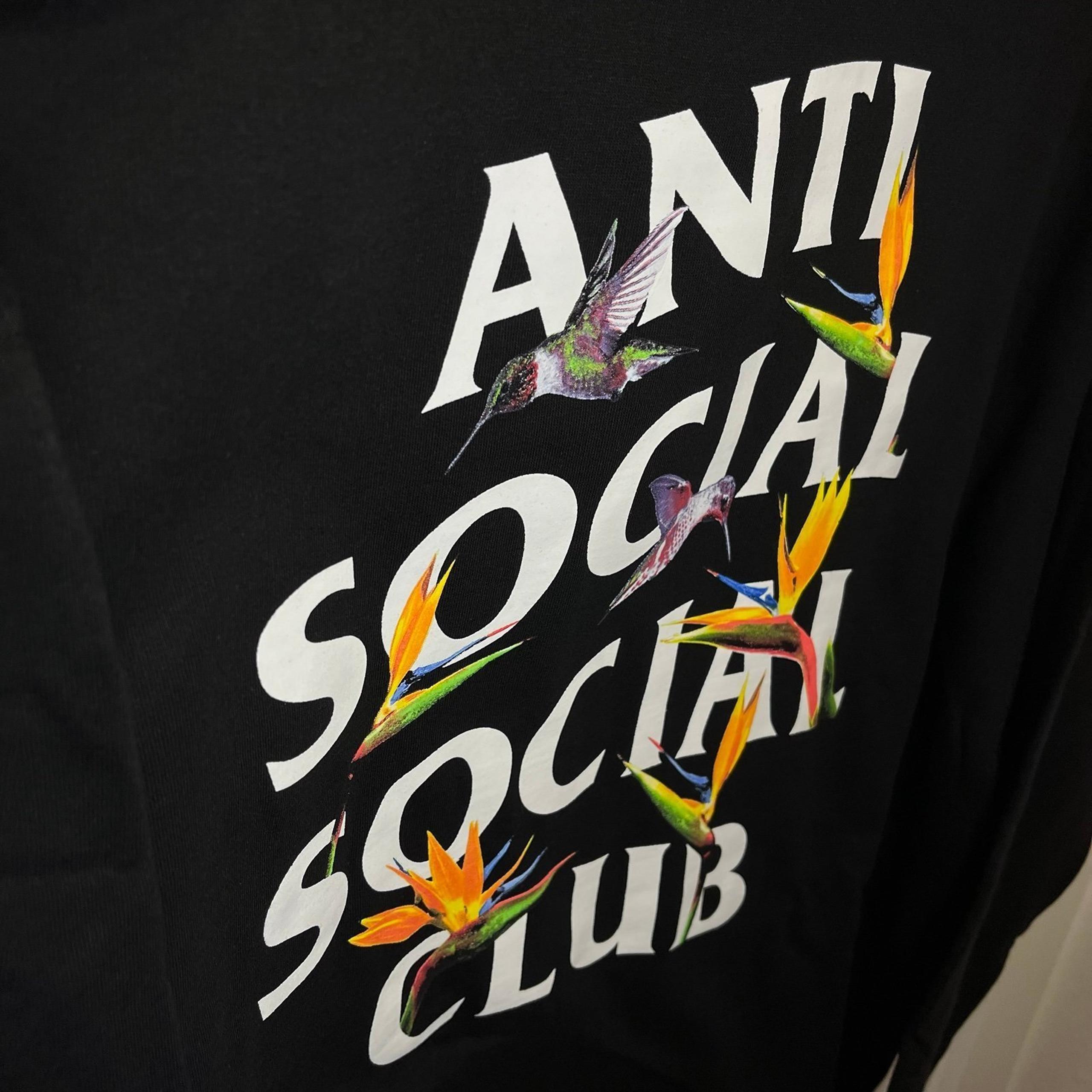 •NWT• Anti Social Social Club Bird of Paradise Black Hoodie Men’s XL