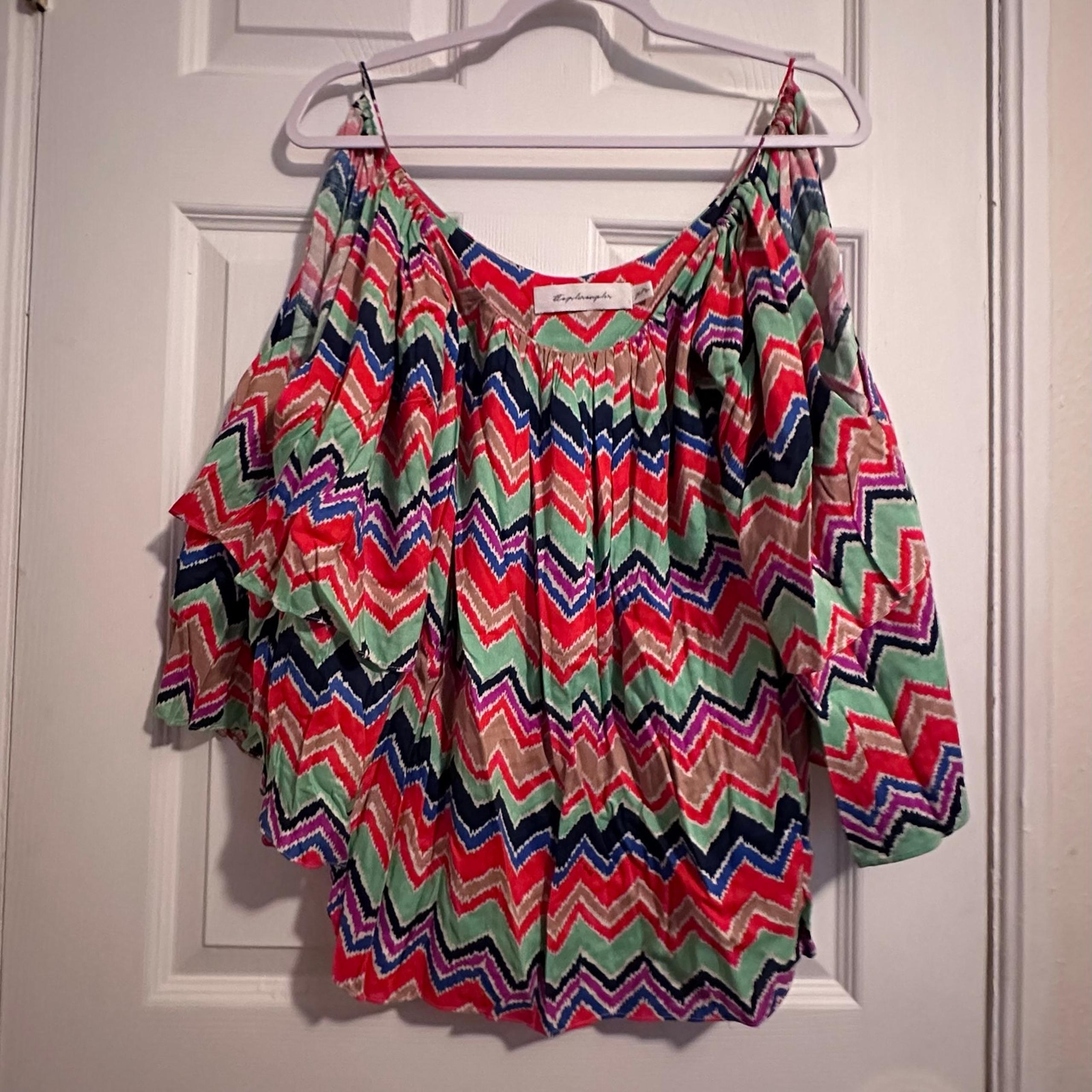 T-bags Los Angeles Womans layered Flame Top Cold Shoulders Size XS