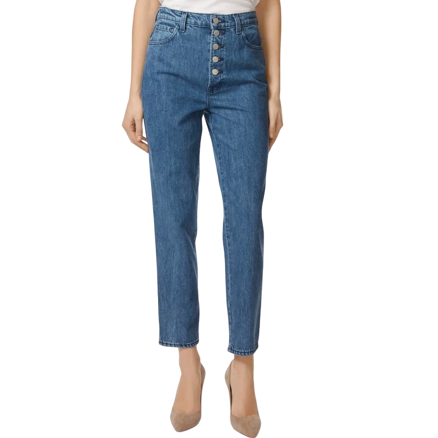 J Brand Women's High Rise Button Fly Cropped Jeans, Heather Electrify, Size 27
