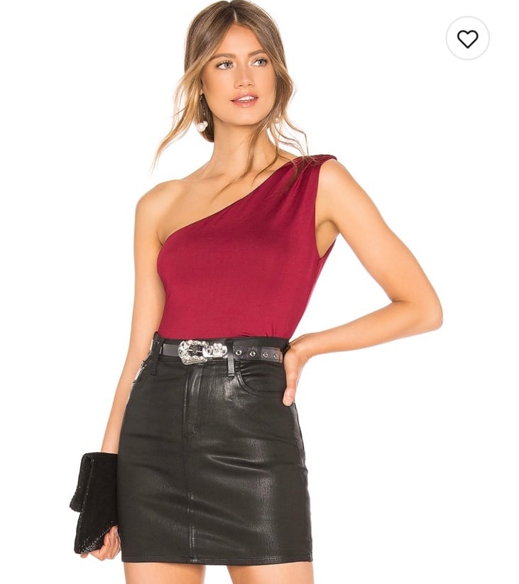 New Lovers + Friends Vivian Assymetrical One Shoulder Top Wine Red Small