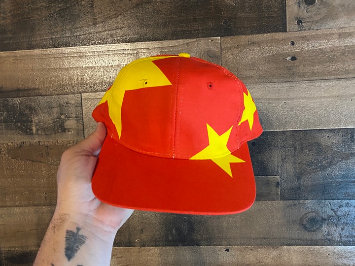 Olympic Games Snapback Hat VTG 1996 Hanes China All Over Red Yellow Stars Cap