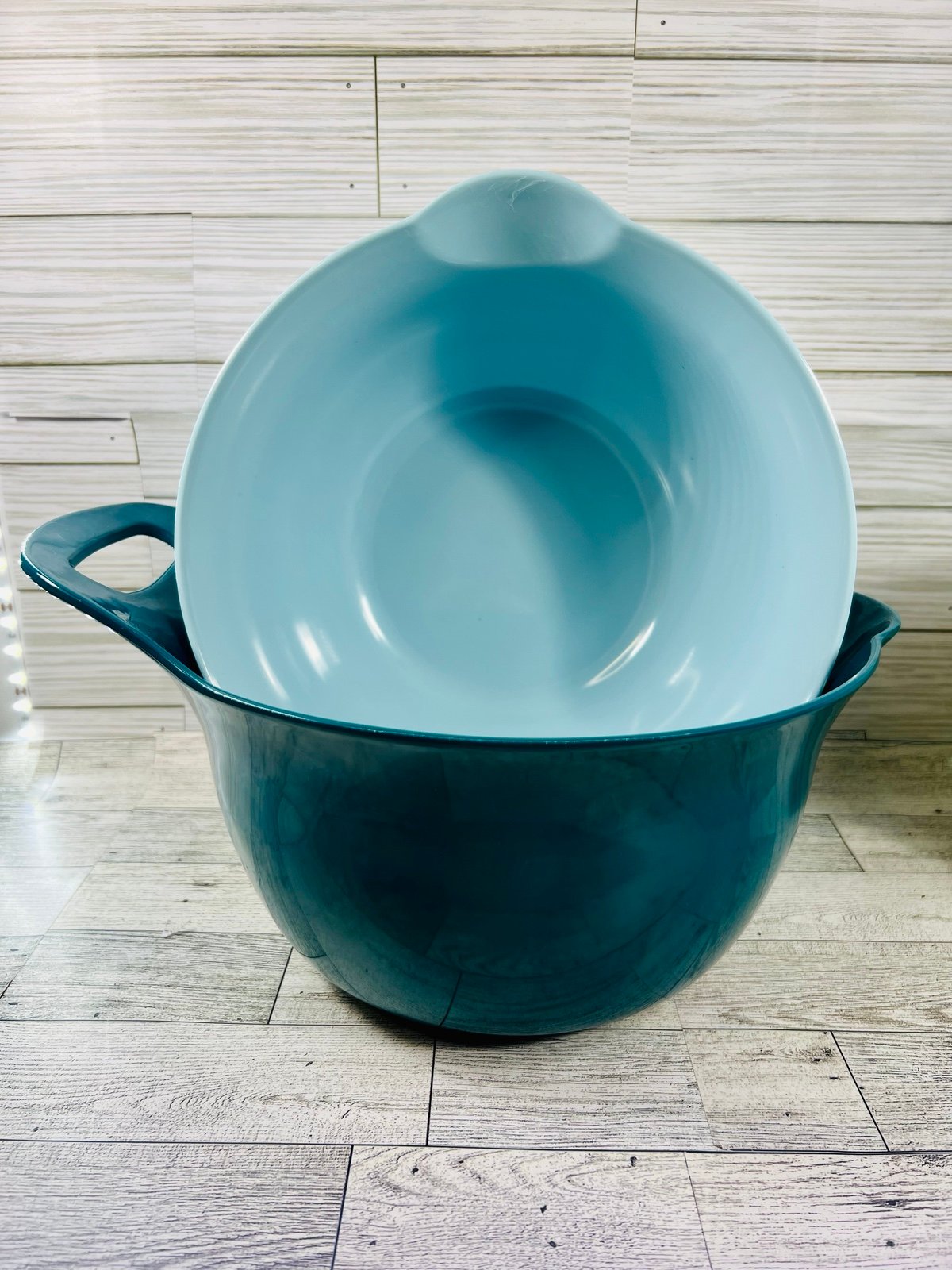 Rachael Ray Melamine Nesting Mixing Bowl Set of 2~Light Blue and Teal