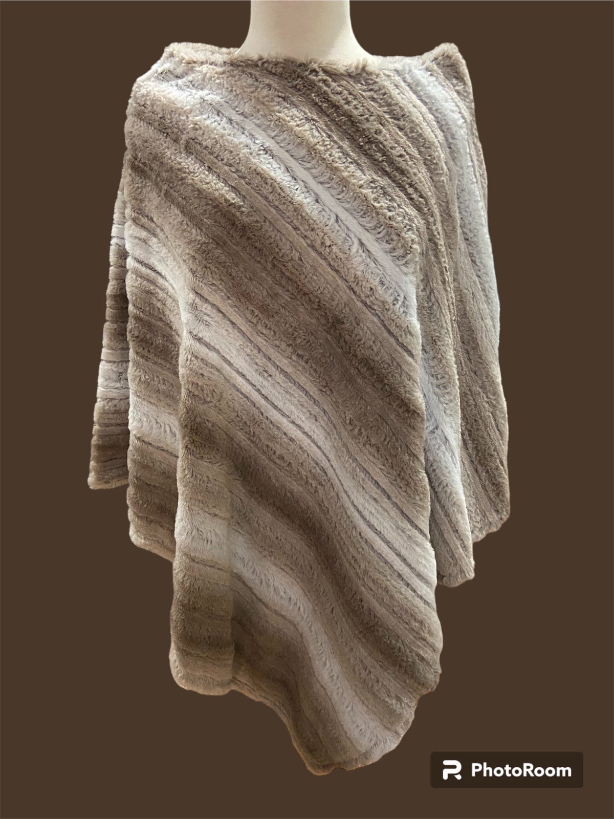 Life is Beautiful Multi-Brown/Beige Stripe Pullover Poncho