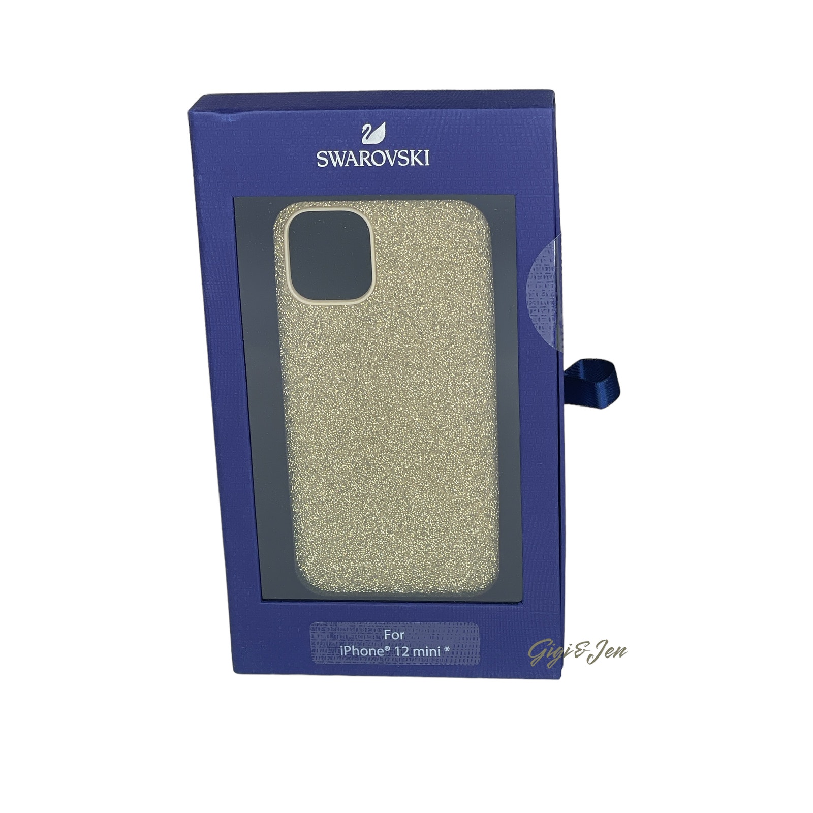 Swarovski High smartphone case iPhone 12 mini, Gold tone New