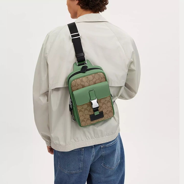 NWT Coach CR268 Track Pack In Colorblock Signature Canvas Calf Leather 395