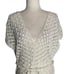 Handmade Loose Knit Cover Up Poncho One Size White V Neck Tie Belt Open Sides