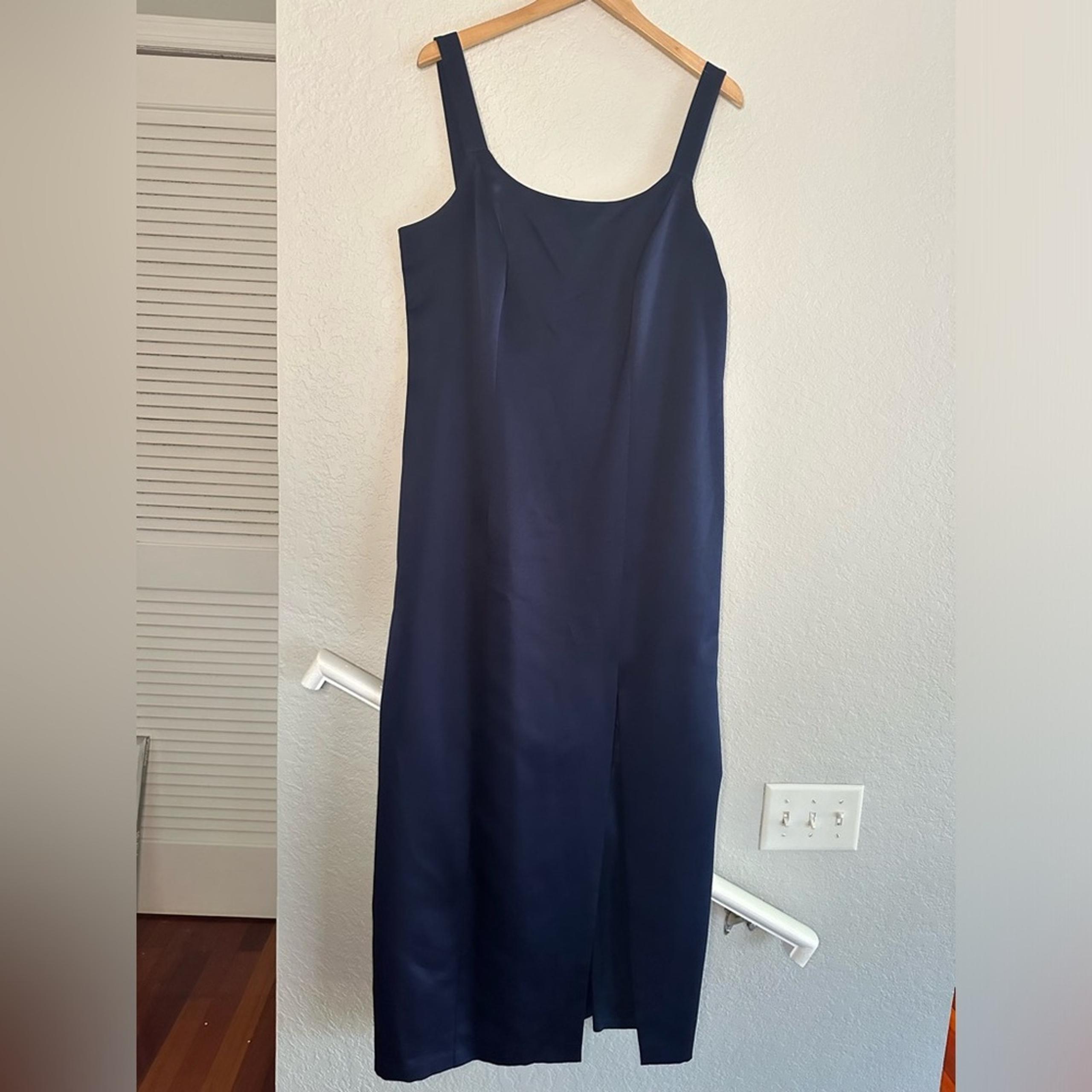 Alex Evenings 18W Maxi Midnight Blue Gown Dress Tank Formal Wedding Party Gala