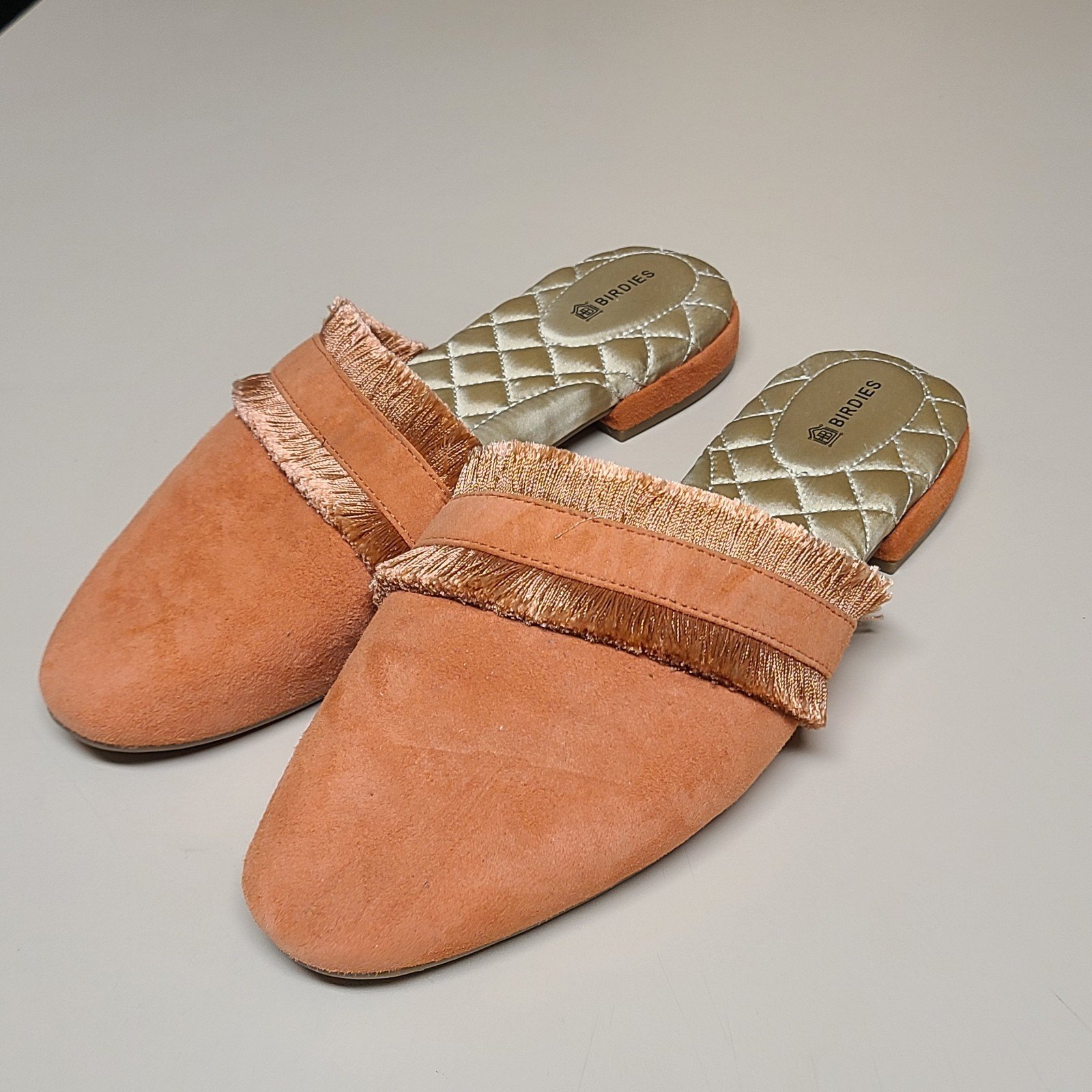 Birdies Ani Coral suede fringe mule slide size 8 1/2