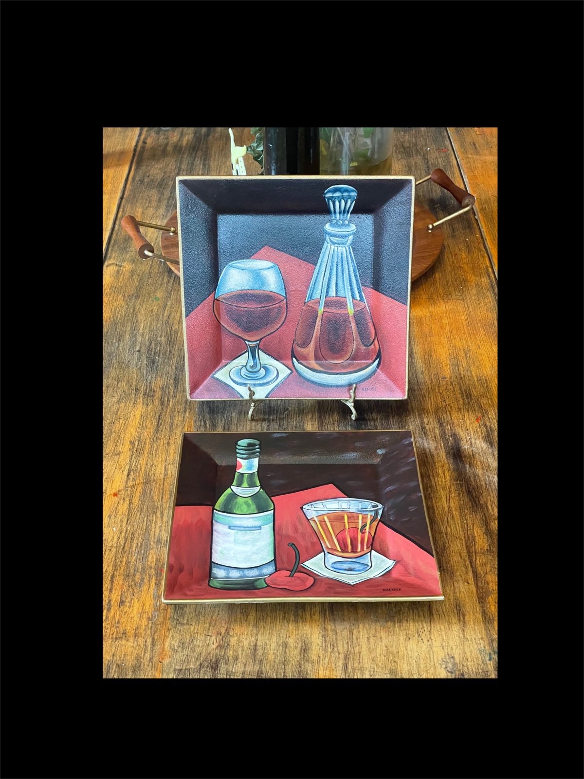 2 Vintage Wall Plate | Artist Will Rafuse | Kitschy Ceramic Bar Art | Cocktails