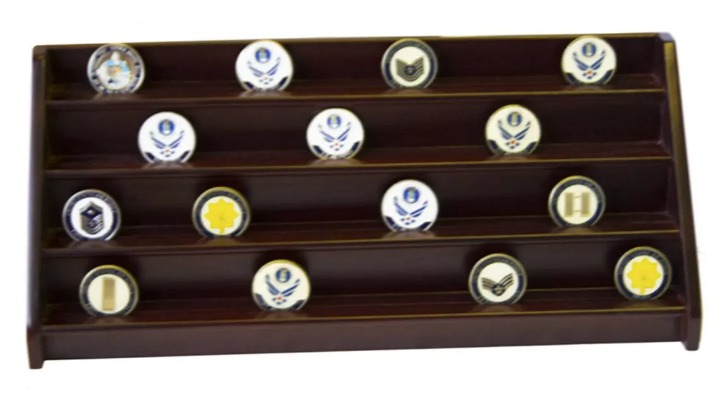Coin Rack Display Casino Chip Rack Cherry Finish