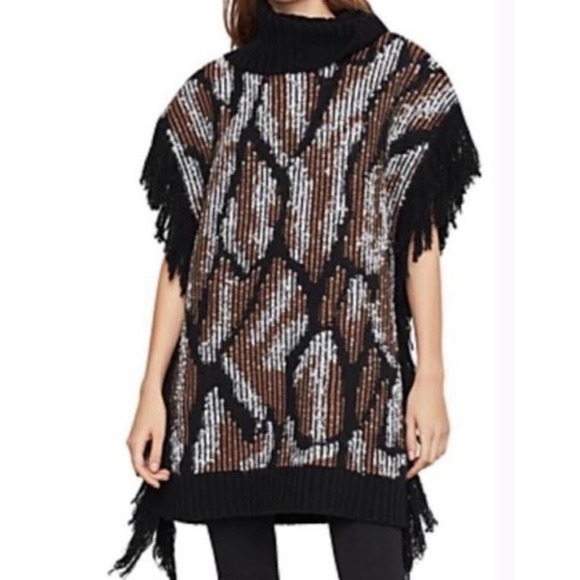 BCBG MAXAZRIA Combo Fringe Sweater XS/S