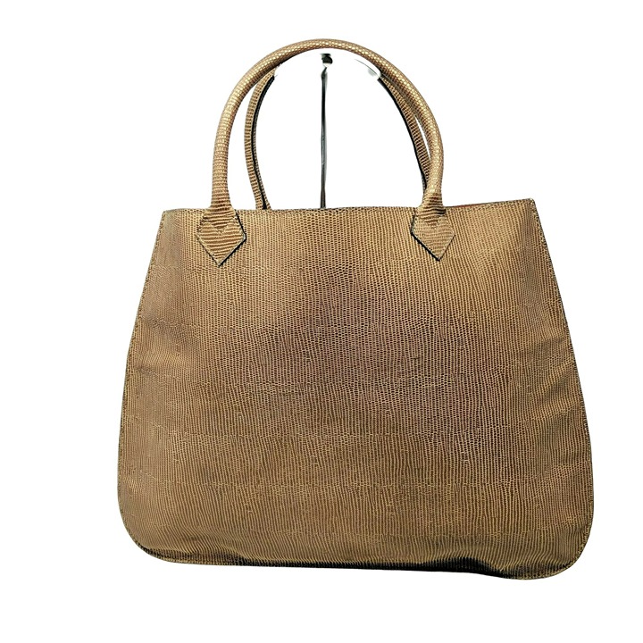 Serapian Tan Reptile Leather Hand Bag Tablet