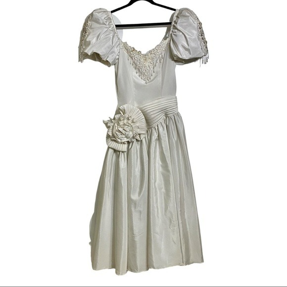 Vintage 1990's Princess Diana Inspired Tea Length Wedding Dress