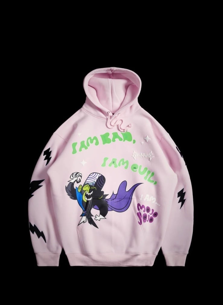 CIVIL REGIME POWER PUFF GIRLS BAD EVIL COZY HOODIE IN BABY PINK SIZE XL