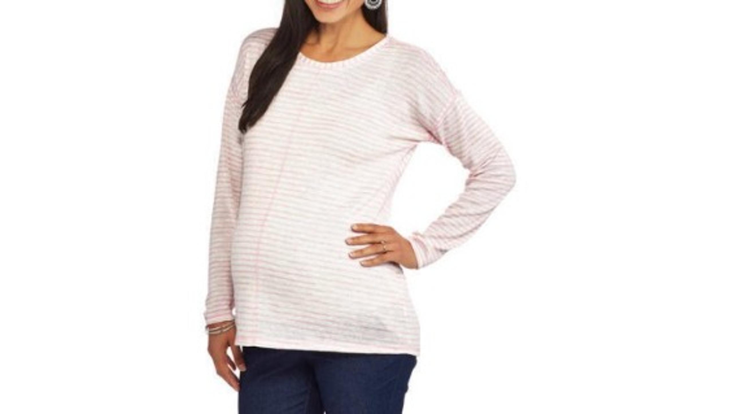 New with Tag - Faded Glory Maternity Long Sleeve Hacci Striped Top - Size XL