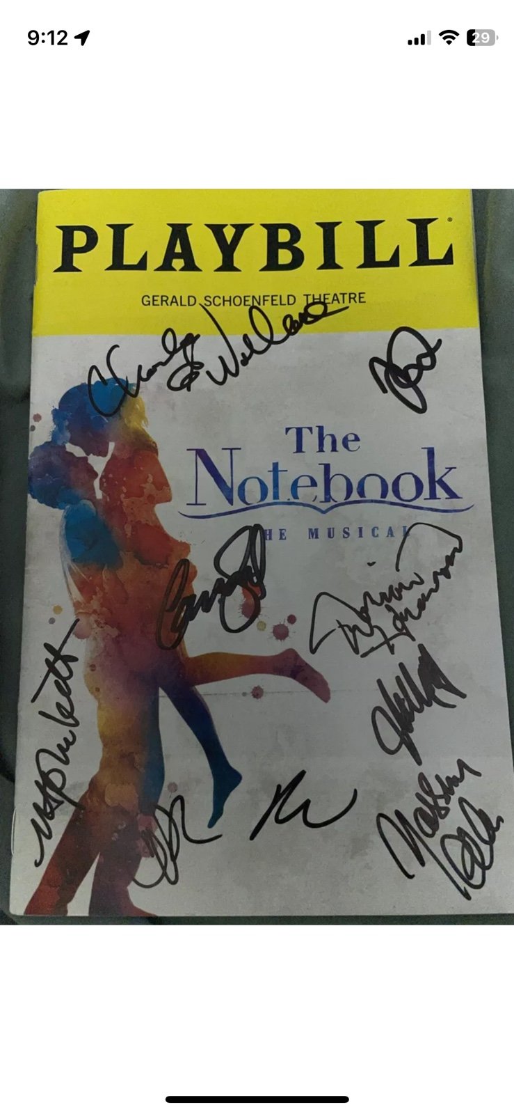 The notebook joy woods cast signed broadway musical playbill